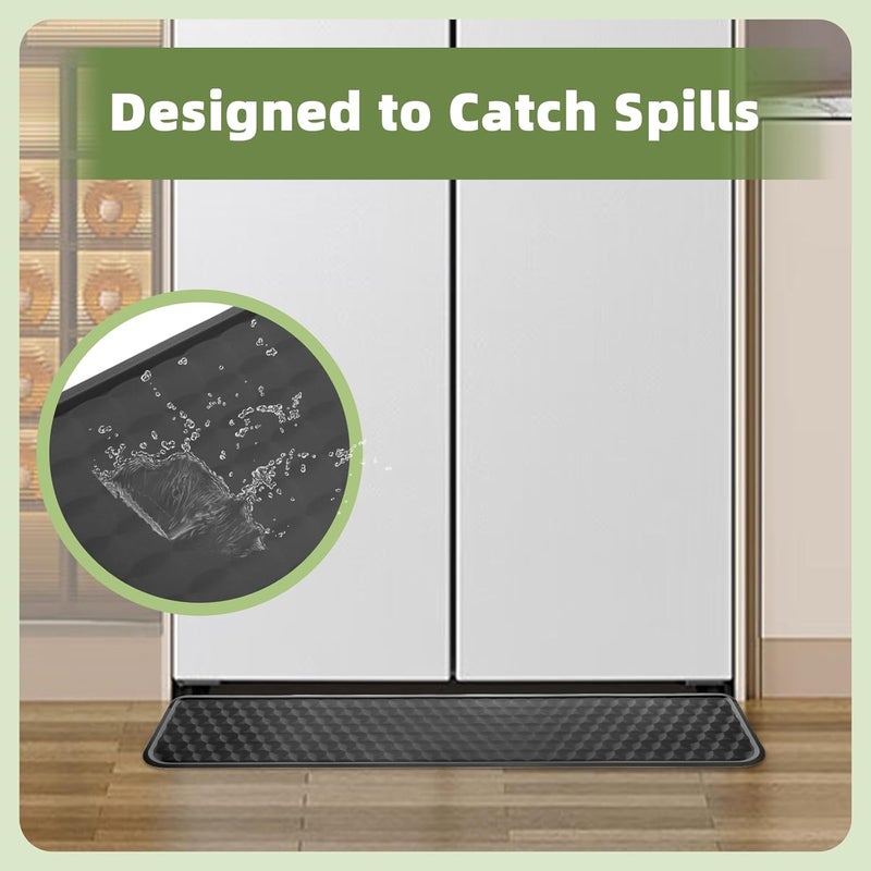 FIMXSD Refrigerator Spill Mat, 37.5 X 8.5 Fridge Mat Silicone Drip Tray Catcher for Washing Machine Refrigerator Spill Liner Floor Protector Anti-Slip (Black) (Gray) - Image 3